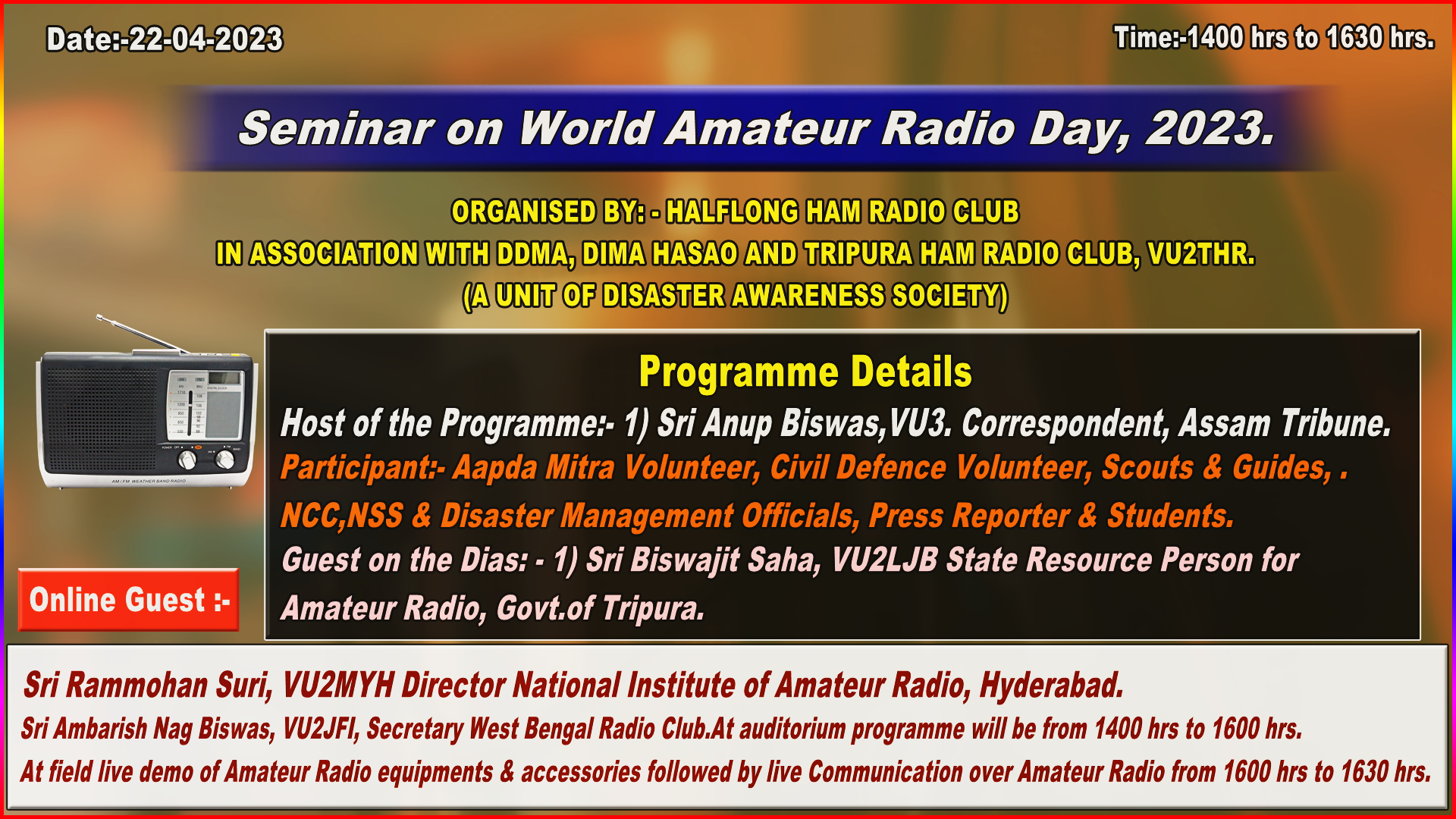 Rosa desvanecerse Observar Seminar on World Amateur Radio Day, 2023 – KRC TIMES