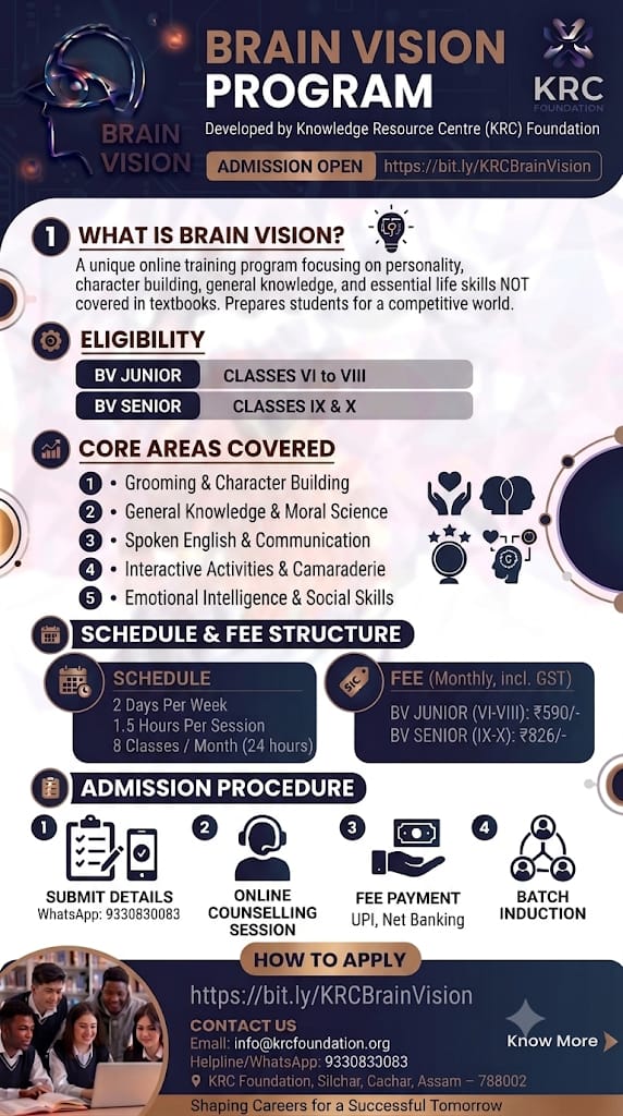Know More https://bit.ly/KRCBrainVision Apply Here https://bit.ly/KRCBVForm